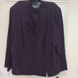 Plaza South Women's Petites Purple Jacket And Skirt Set